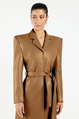 Pleather Trench Coat Camel