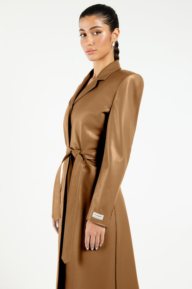 Pleather Trench Coat Camel