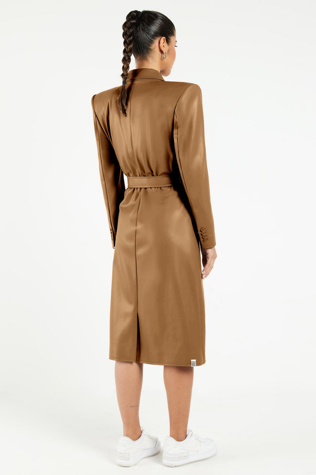 Pleather Trench Coat Camel