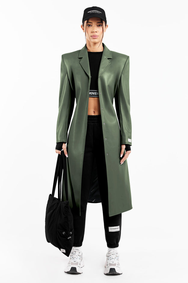 Pleather Trench Coat Khaki