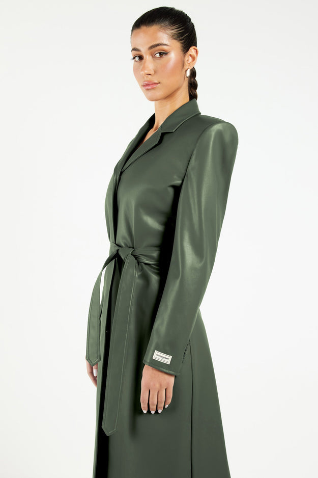 Pleather Trench Coat Khaki