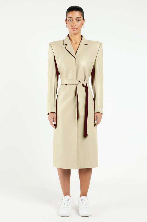 Pleather Trench Coat Light Sand