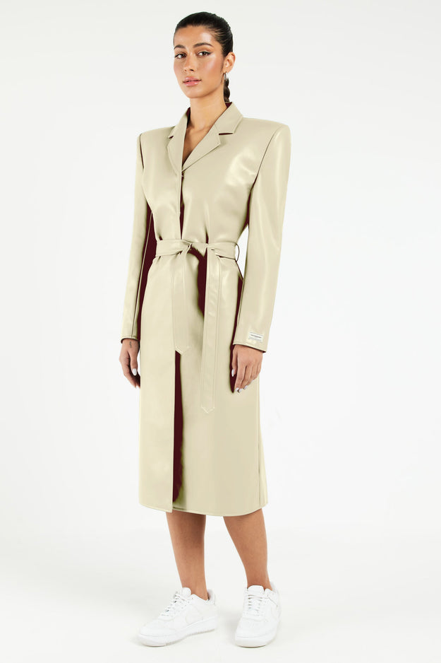 Pleather Trench Coat Light Sand