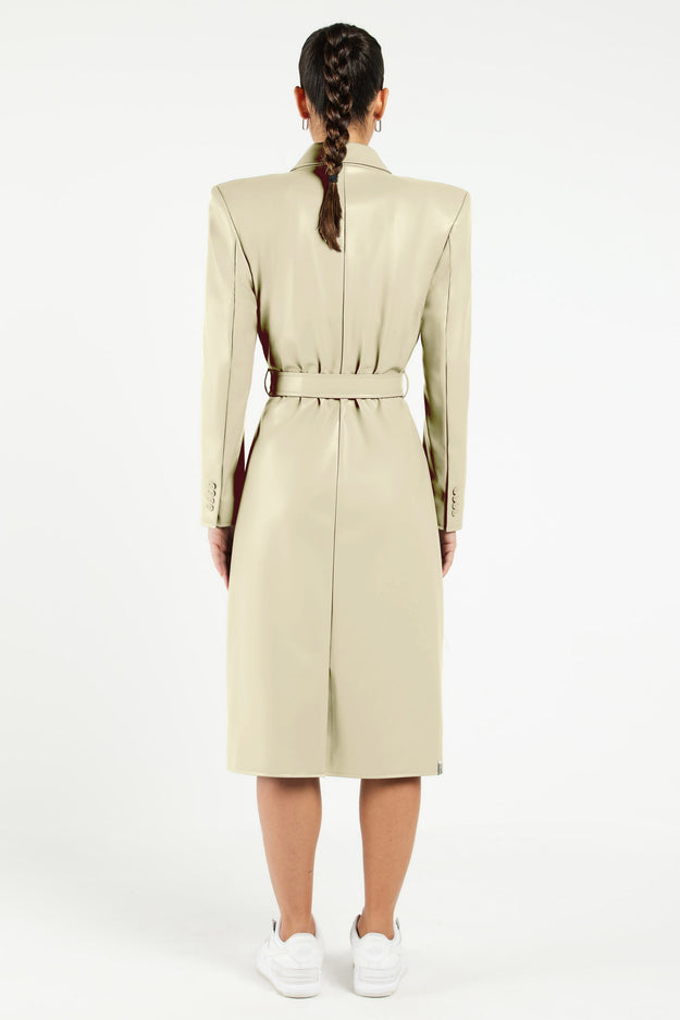 Pleather Trench Coat Light Sand