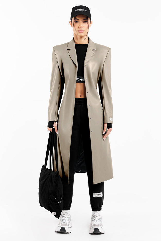 Pleather Trench Coat Mushroom