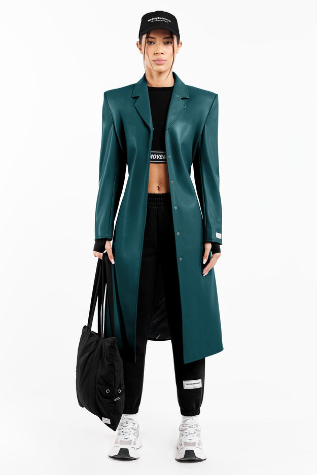 Pleather Trench Coat Teal