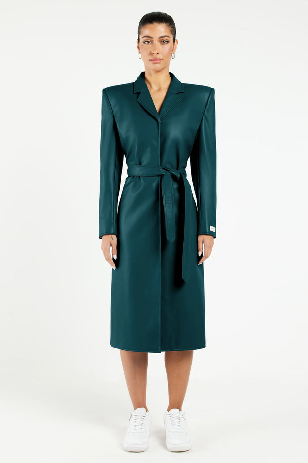 Pleather Trench Coat Teal