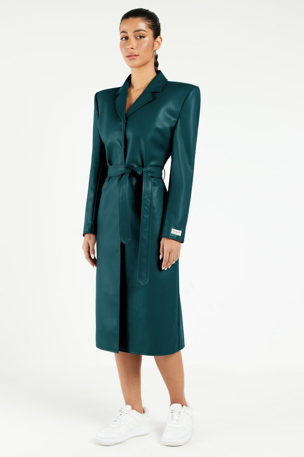 Pleather Trench Coat Teal