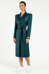 Pleather Trench Coat Teal