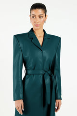 Pleather Trench Coat Teal