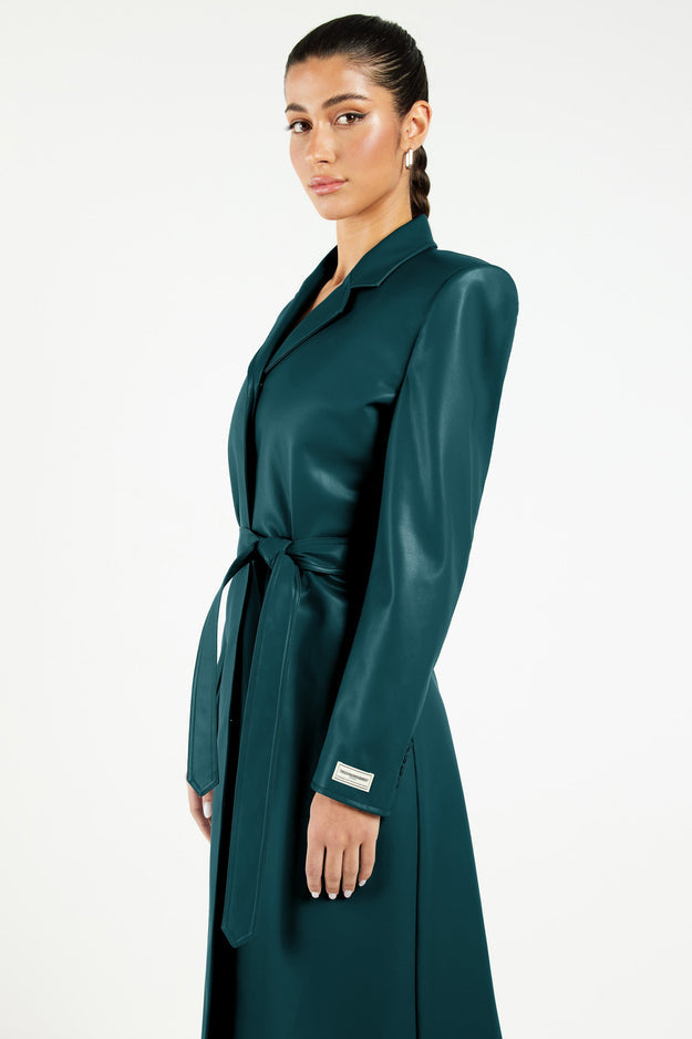 Pleather Trench Coat Teal