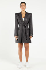 Blazer Pleather Dress Anthrocete Grey