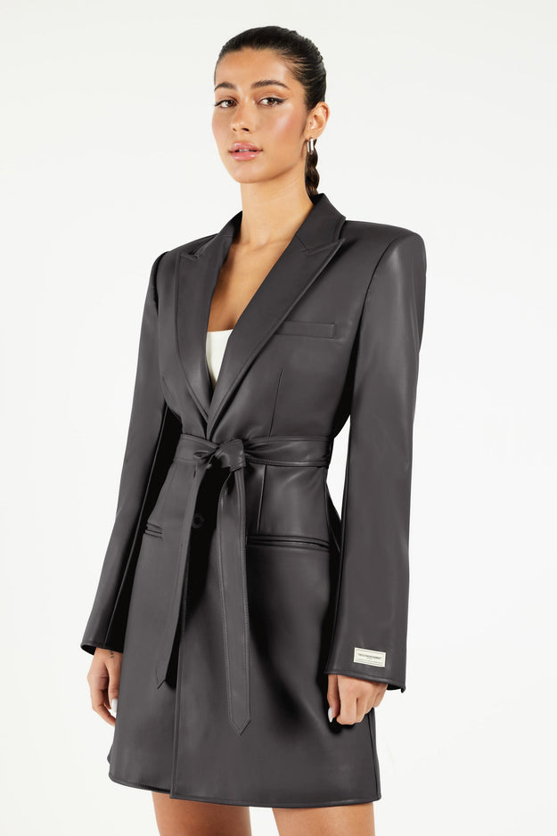 Blazer Pleather Dress Anthrocete Grey