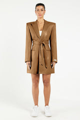 Blazer Pleather Dress Camel