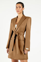 Blazer Pleather Dress Camel