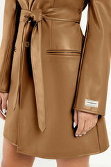 Blazer Pleather Dress Camel