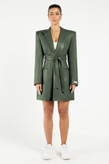 Blazer Pleather Dress Khaki