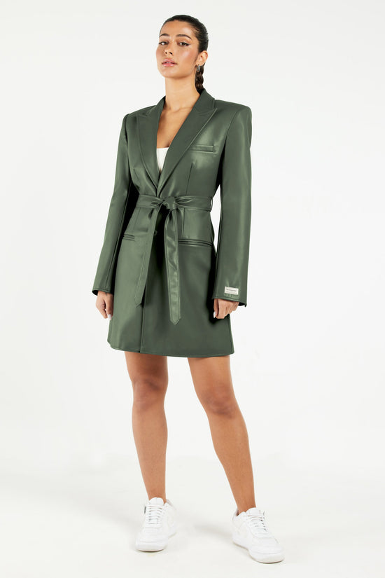 Blazer Pleather Dress Khaki