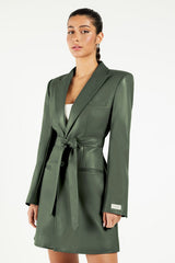 Blazer Pleather Dress Khaki