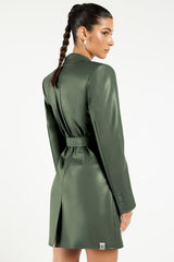 Blazer Pleather Dress Khaki