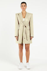 Blazer Pleather Dress Light Sand