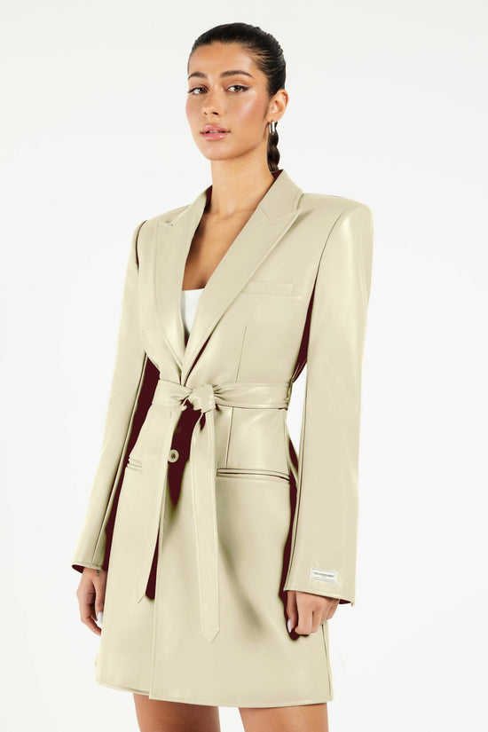 Blazer Pleather Dress Light Sand