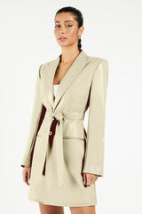 Blazer Pleather Dress Light Sand