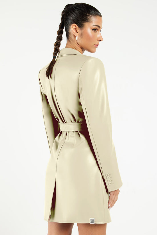 Blazer Pleather Dress Light Sand