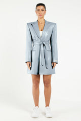 Blazer Pleather Dress Opal Blue