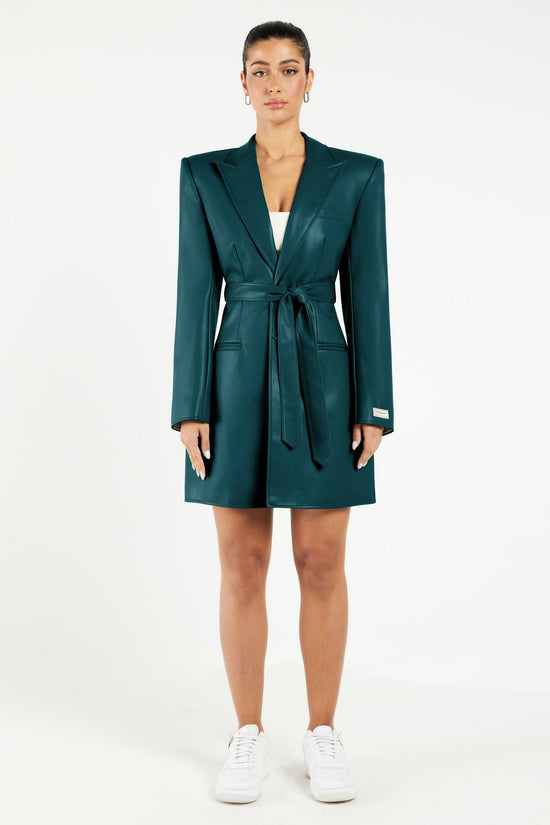 Blazer Pleather Dress Teal