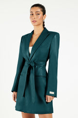 Blazer Pleather Dress Teal