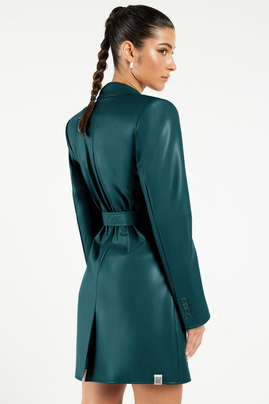 Blazer Pleather Dress Teal