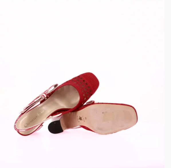 Escarpins Slingback Dior Toile Rouge