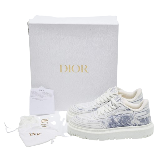 Dior Blue/White Canvas and Mesh Dior Addict Sneakers