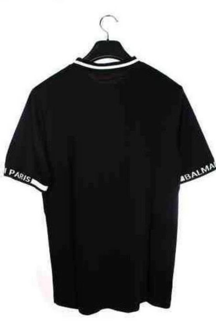 Balmain Paris Ribbed Logo-Trim T-Shirt Black