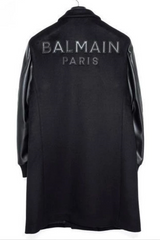 Balmain Paris Wool & Leather Coat Black