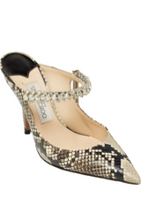 Jimmy Choo Grey/Black Python Embossed Leather Bing Mules