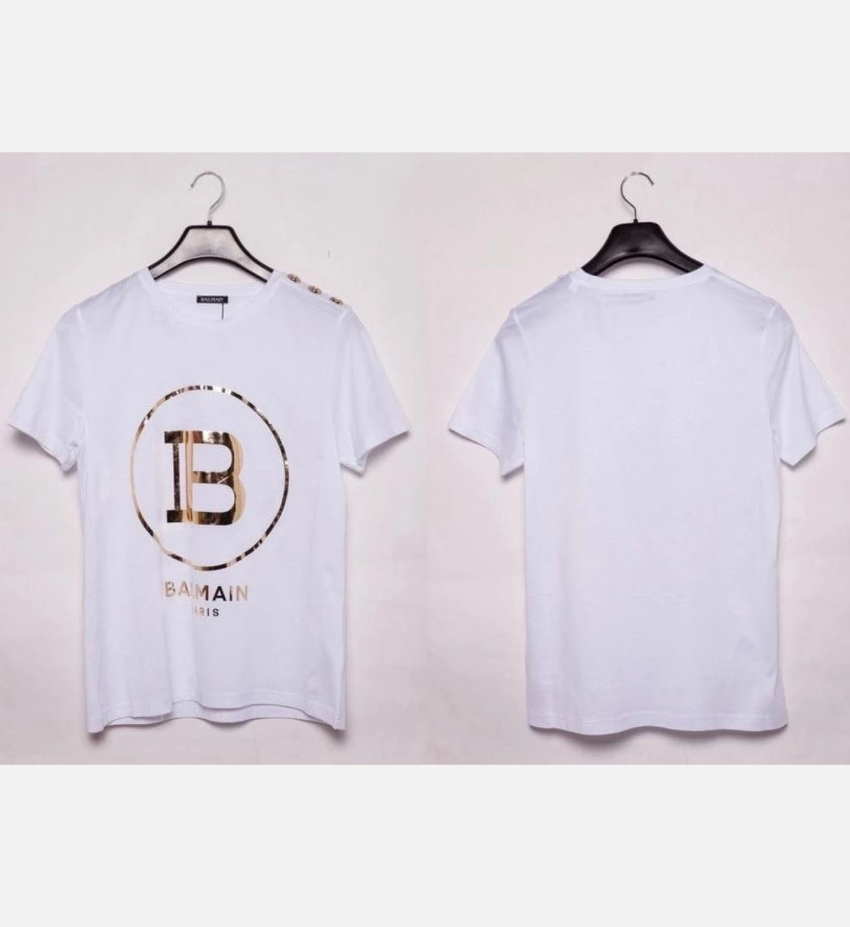 Balmain Paris Gold Logo T-Shirt White