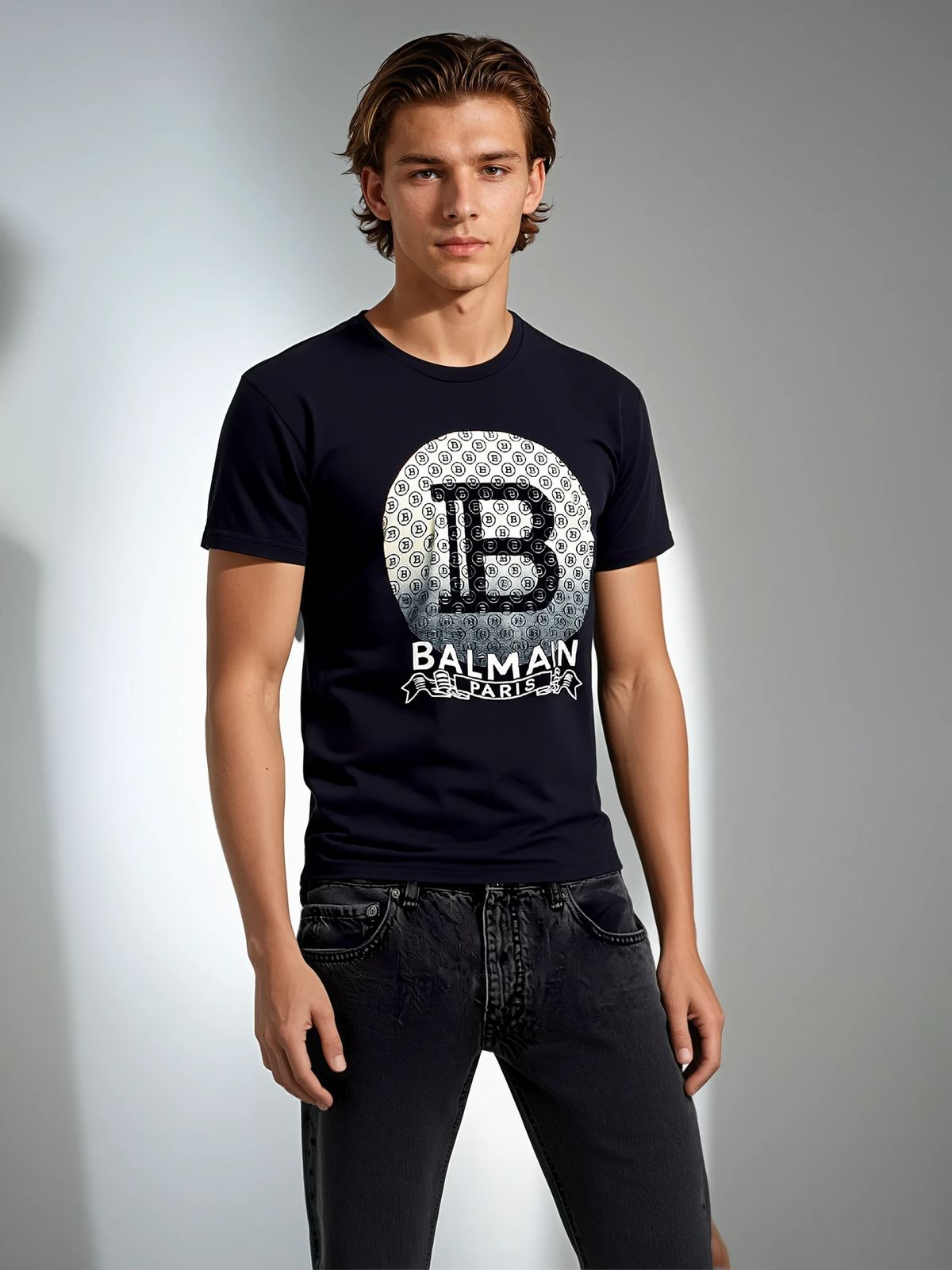 Balmain Logo Print T-Shirt Black