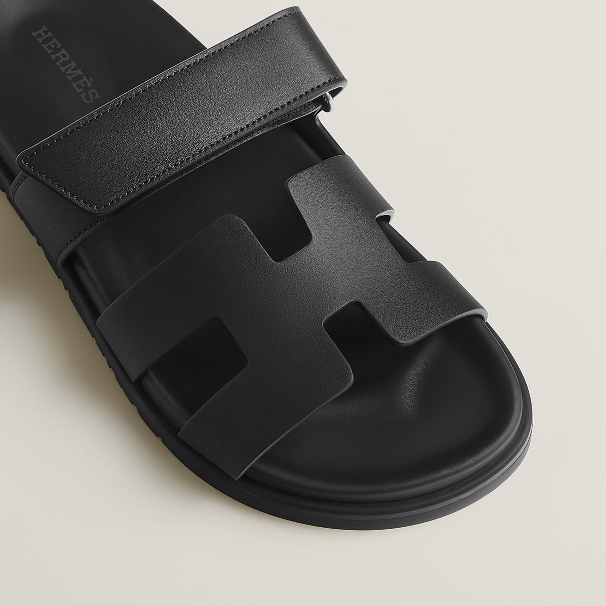 Hermès Chypre Sandal – Black Calfskin & Rubber Sole