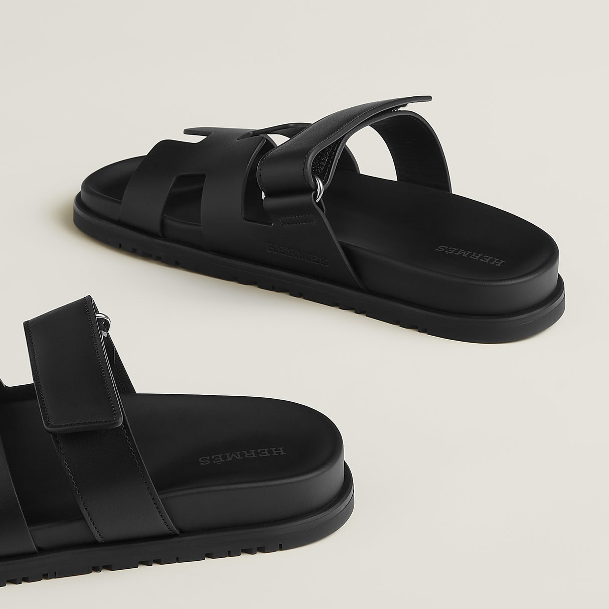 Hermès Chypre Sandal – Black Calfskin & Rubber Sole