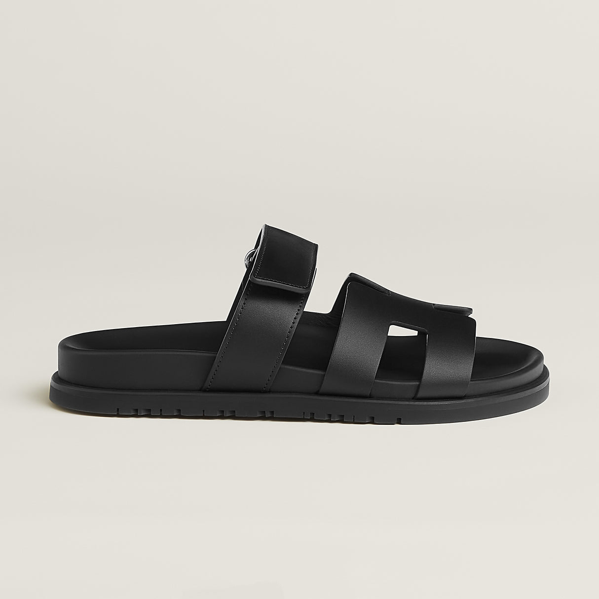 Hermès Chypre Sandal – Black Calfskin & Rubber Sole