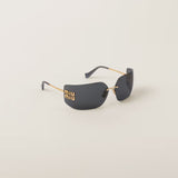 Miu Miu Runway Frameless Sunglasses – Slate Gray Lenses & Gold Metal Frame