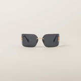 Miu Miu Runway Frameless Sunglasses â€“ Slate Gray Lenses & Gold Metal Frame