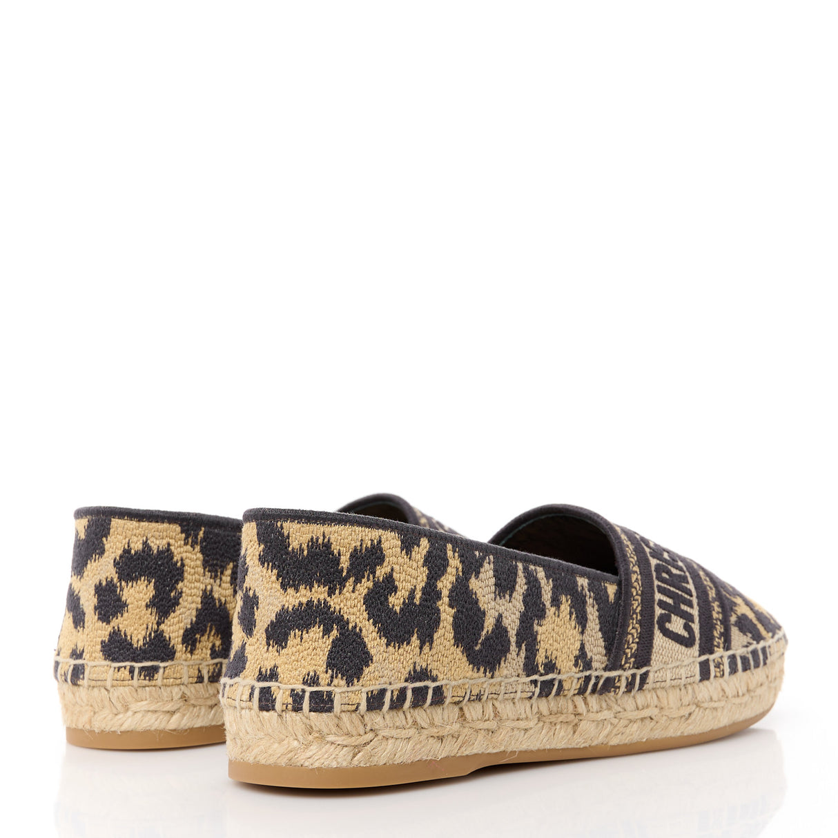 CHRISTIAN DIOR Cotton Embroidered Leopard Print Granville Espadrille 35