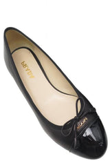 NEW PRADA LOGO AND BOW BALLERINA SHOES 36 BLACK LEATHER SHOES